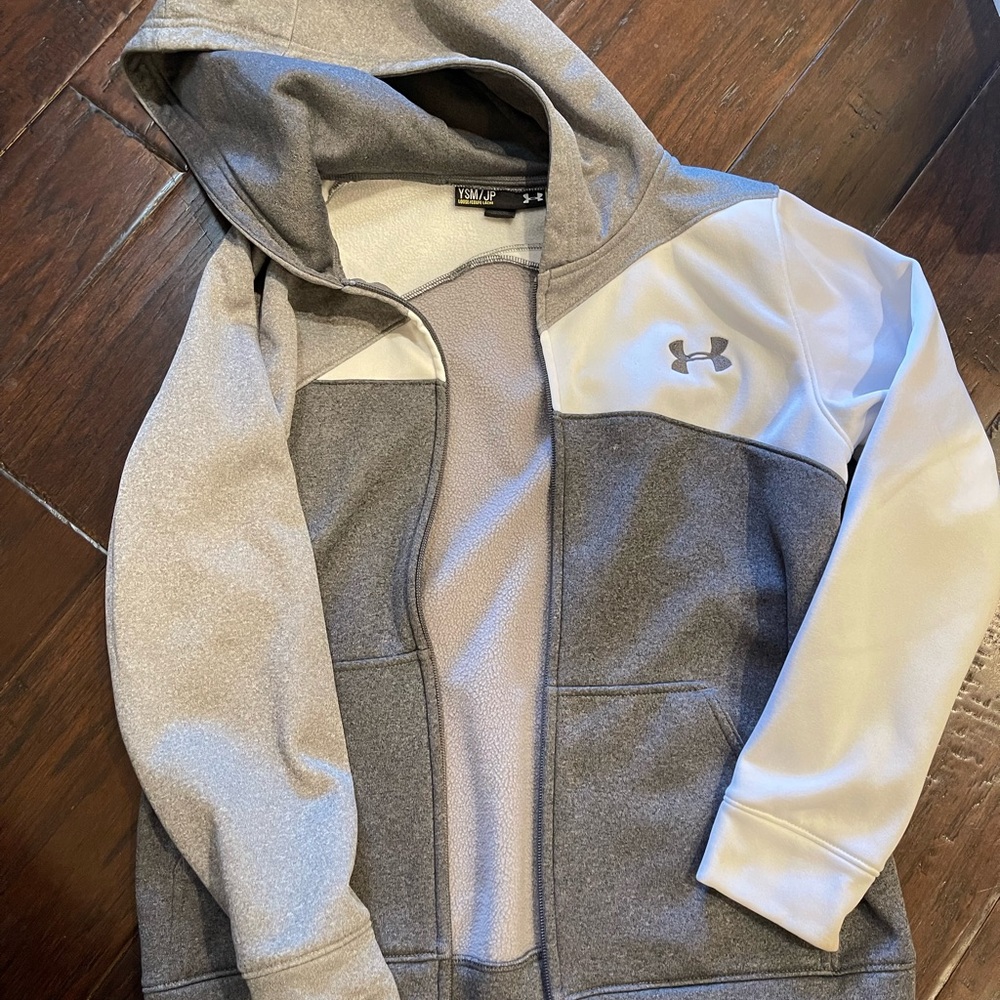 Under Armour Charcoal and White Fleece Hoodie